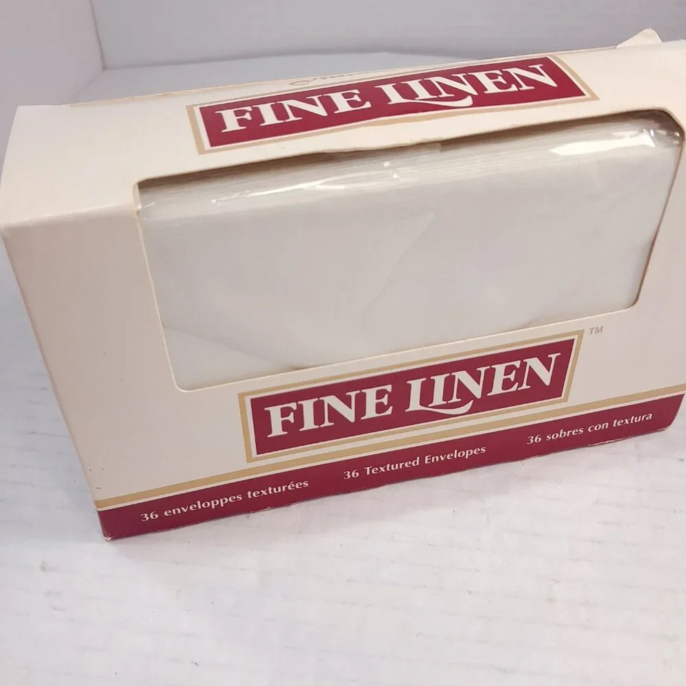 Vintage Stuart Hall Fine Linen Textured Envelopes‎ #6938 made USA box 35 cream